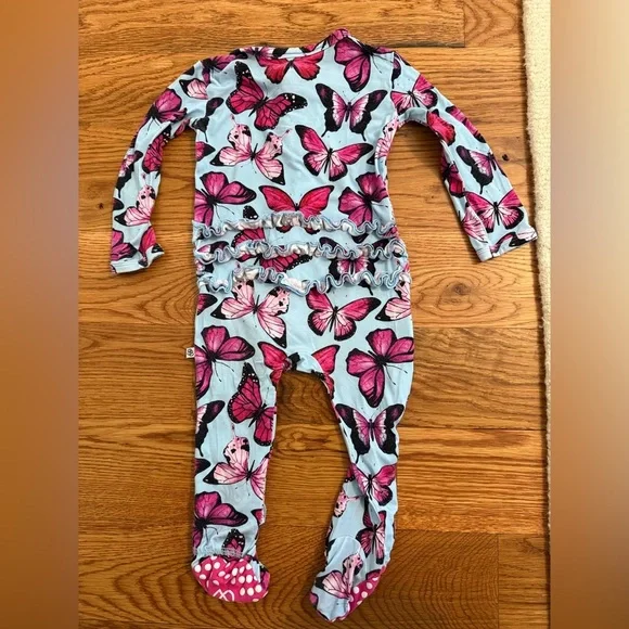 Little Bum Bums Baby Girl Butterfly Pajamas size 9-12 Months - Picture 9 of 9